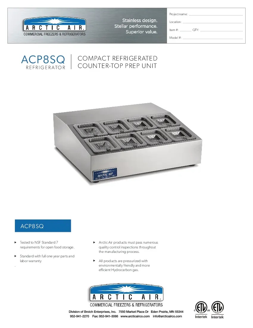 arctic-air-acp8sq-refrigerated-countertop-pan-rail-115v-specsheet-2607191m4ms5.pdf