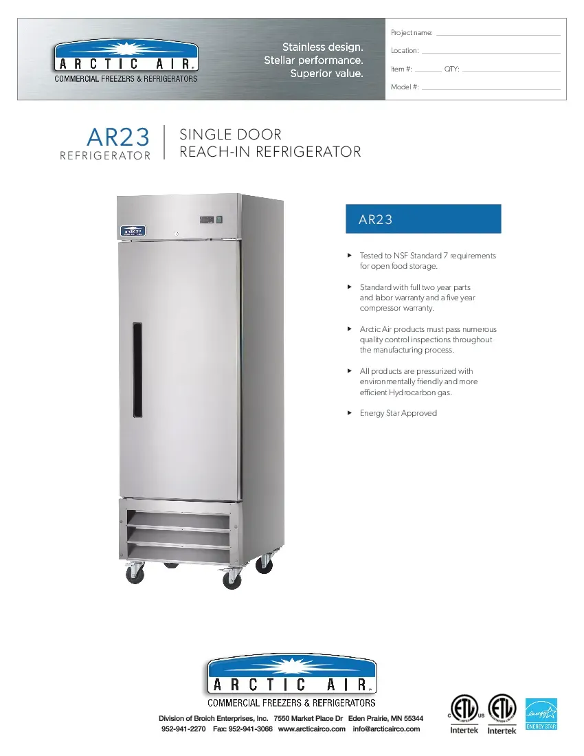 arctic-air-ar23-refrigerator-reach-in-115v-one-section-self-contained-specs-260719nb8cpr.pdf